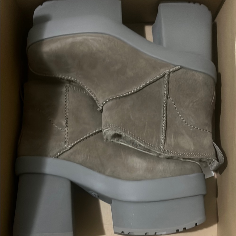 Chunky Platform Ankle Boots in Taupe Gray